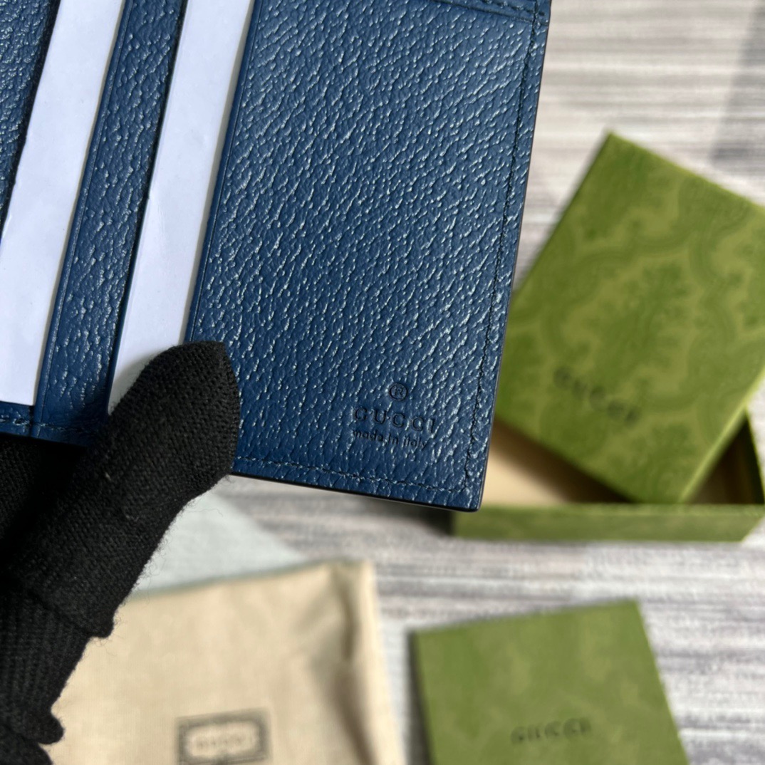 Gvc*1 GG Marmont Bi-Fold Wallet Black/Blue For Men 4.3in/11cm ‎428726 1T56F 1000