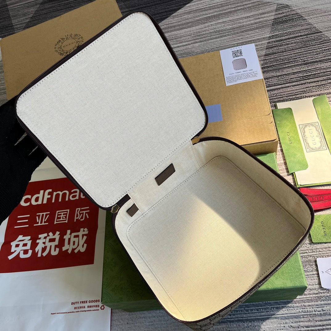 Gvc*1 GG Medium Packing Cube Svp*me Canvas Beige/Grey For Men 7.7in/20cm 726661 KGD0N 4060