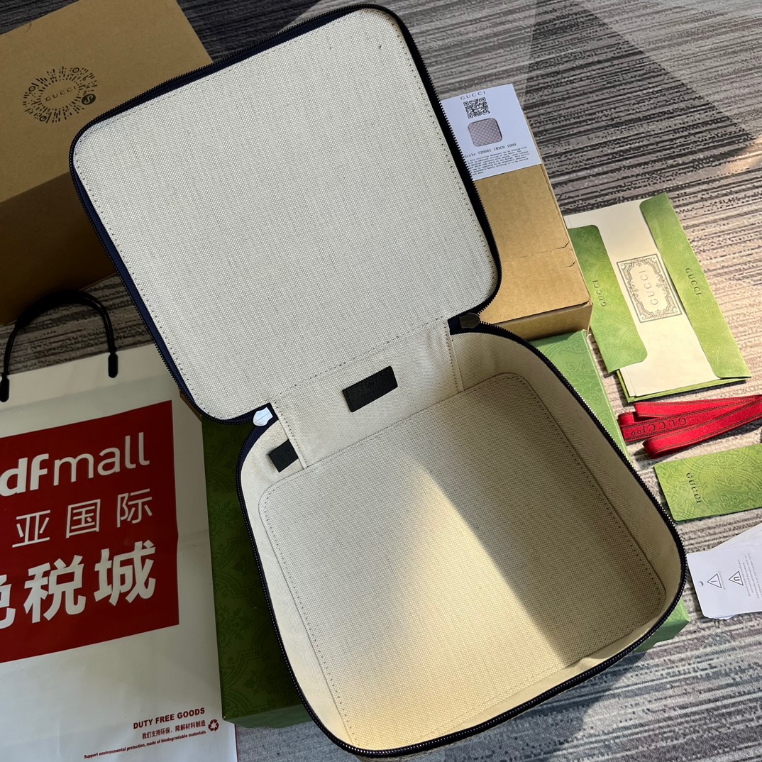 Gvc*1 GG Medium Packing Cube Svp*me Canvas Beige/Grey For Men 7.7in/20cm 726661 KGD0N 4060