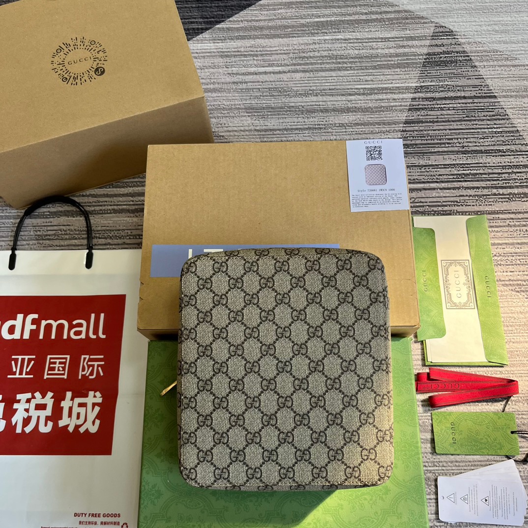 Gvc*1 GG Medium Packing Cube Svp*me Canvas Beige/Grey For Men 7.7in/20cm 726661 KGD0N 4060