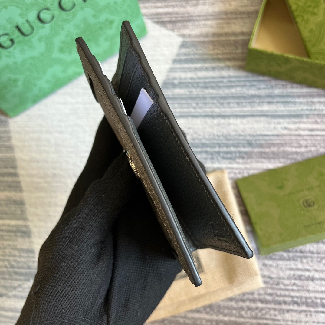 Gvc*1 Ophidia Card Case Svp*me Canvas Grey For Men 4.7in/12cm ‎‎734943 UULBN 1244