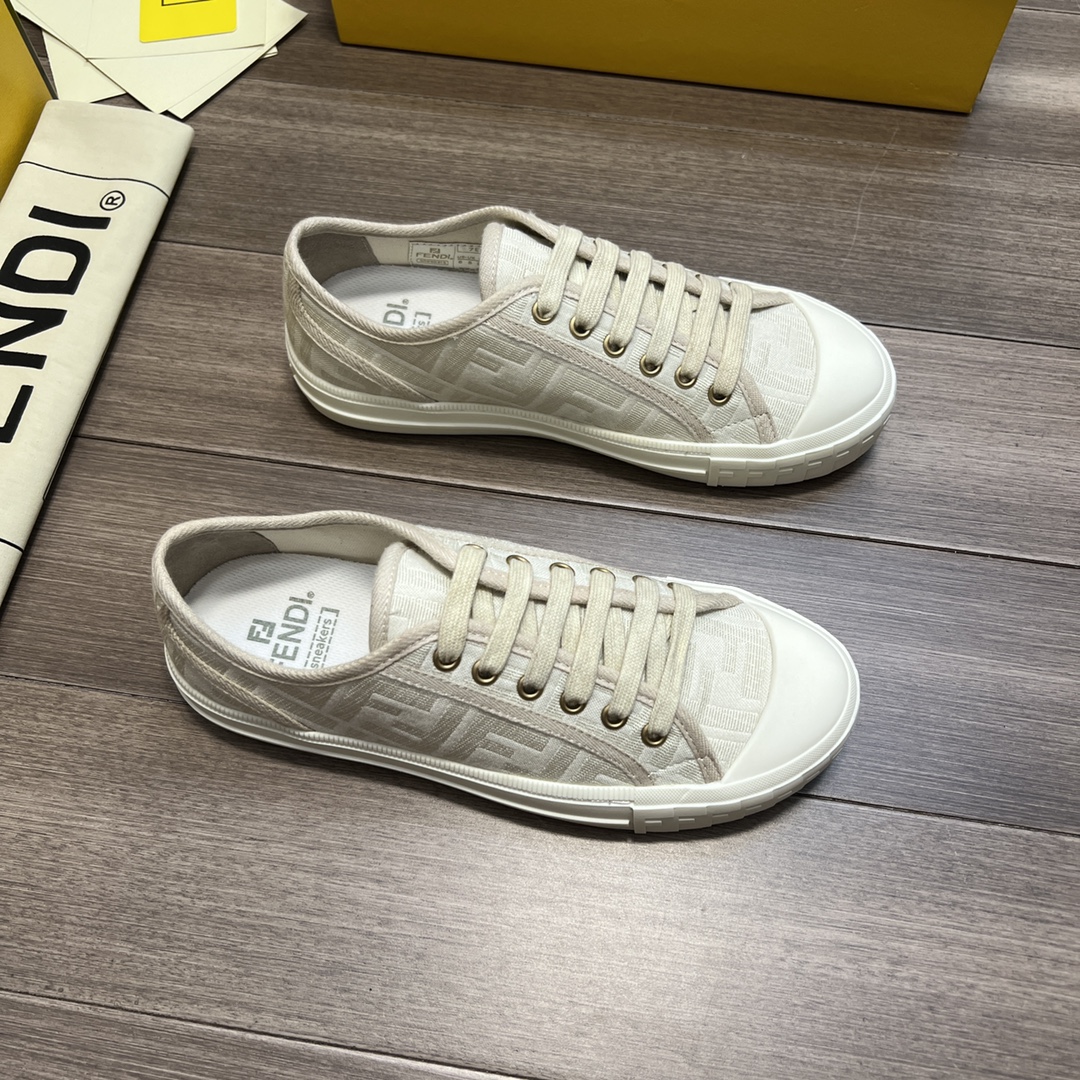 F**di FD Domino Fabric Low-Tops Sneakers White For Men 7E1553AK1PF1GQF