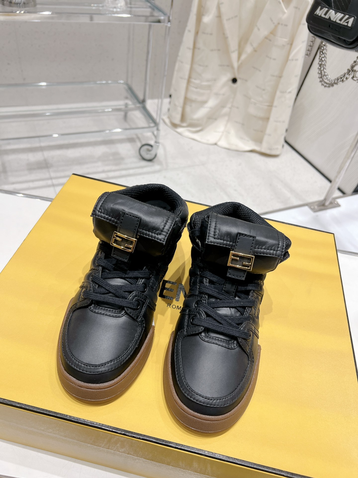 FD F**di Match Lace-Up High-Top Sneakers Black For Women