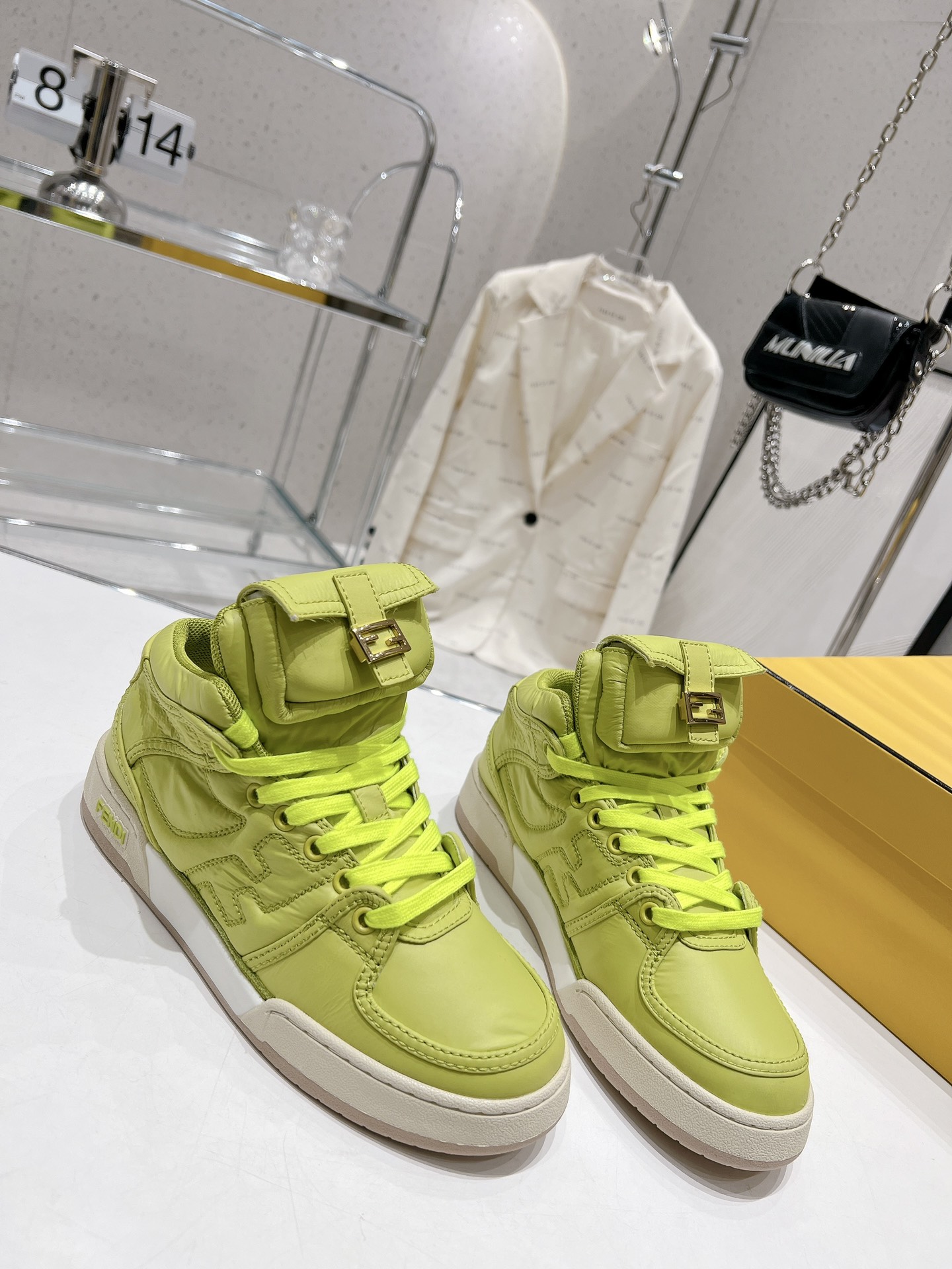 FD F**di Match Lace-Up High-Top Sneakers Green For Women