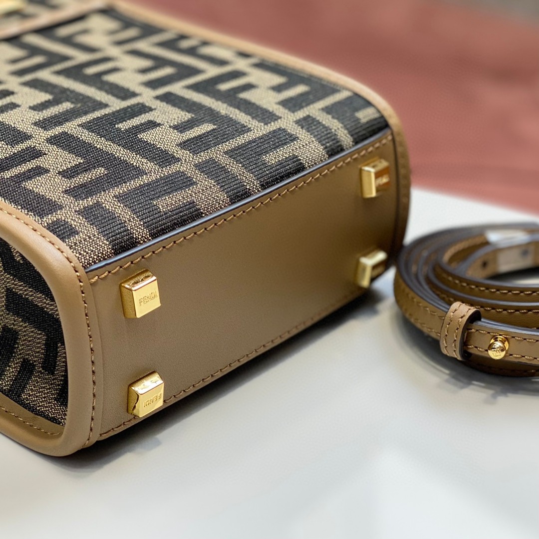 F**di FD Sunshine Mini Shopper Bag Brown For Women 7.1 in/ 18 cm