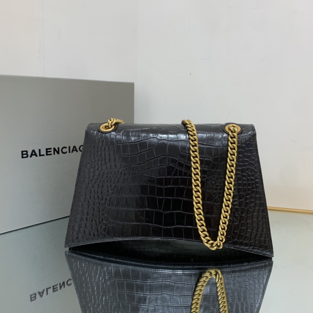 Ba1en*iaga Crush Medium Chain Bag Black/White For Women‎ 12.2in/31cm