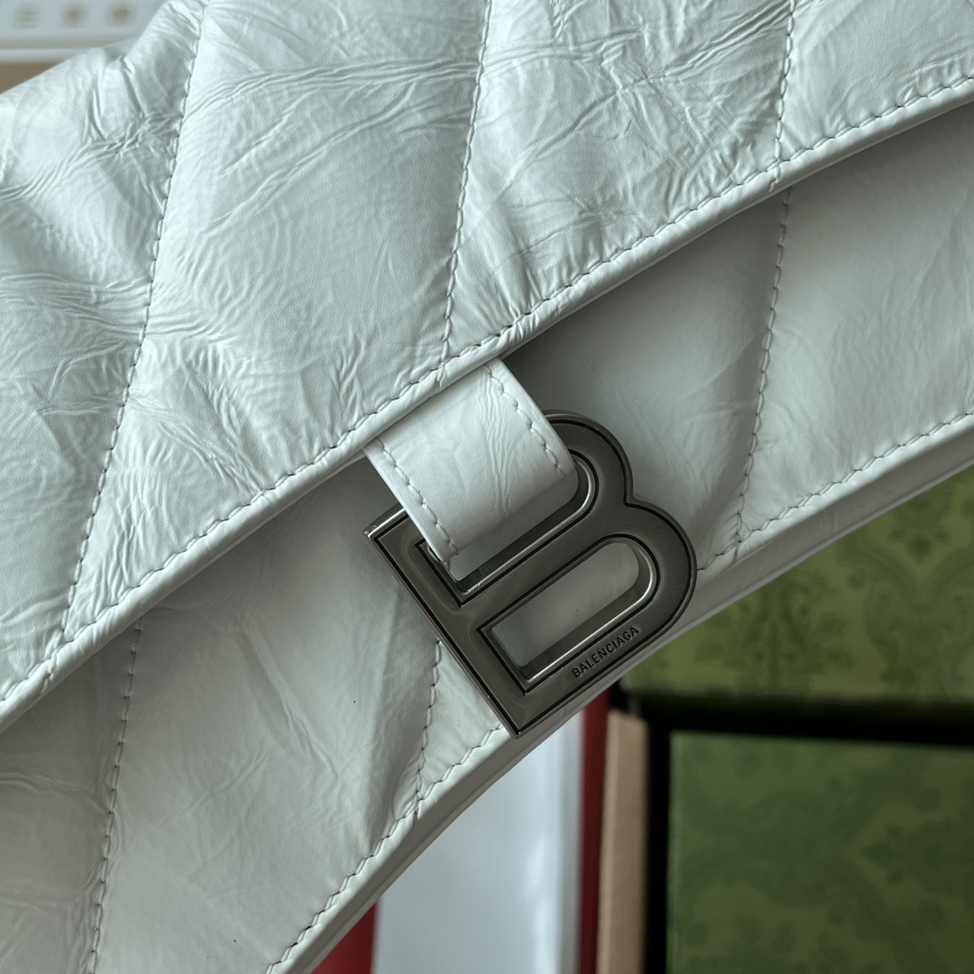 Ba1en*iaga Crush Small Chain Bag Black/Silver/White For Women‎ 9.8in/24.9cm 716351210IY1000