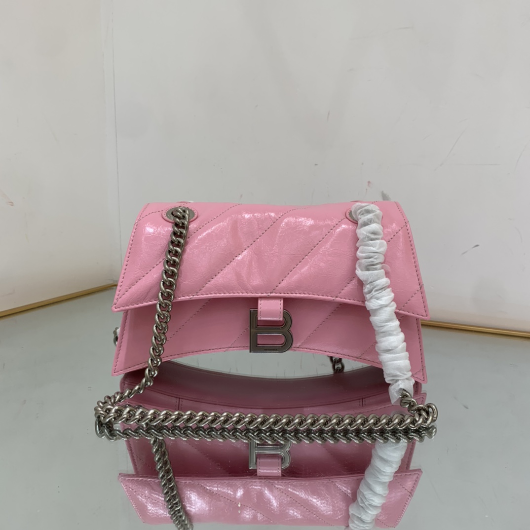 Ba1en*iaga Crush Small Chain Bag Black/Pink/Silver/White For Women‎ 9.8in/24.9cm