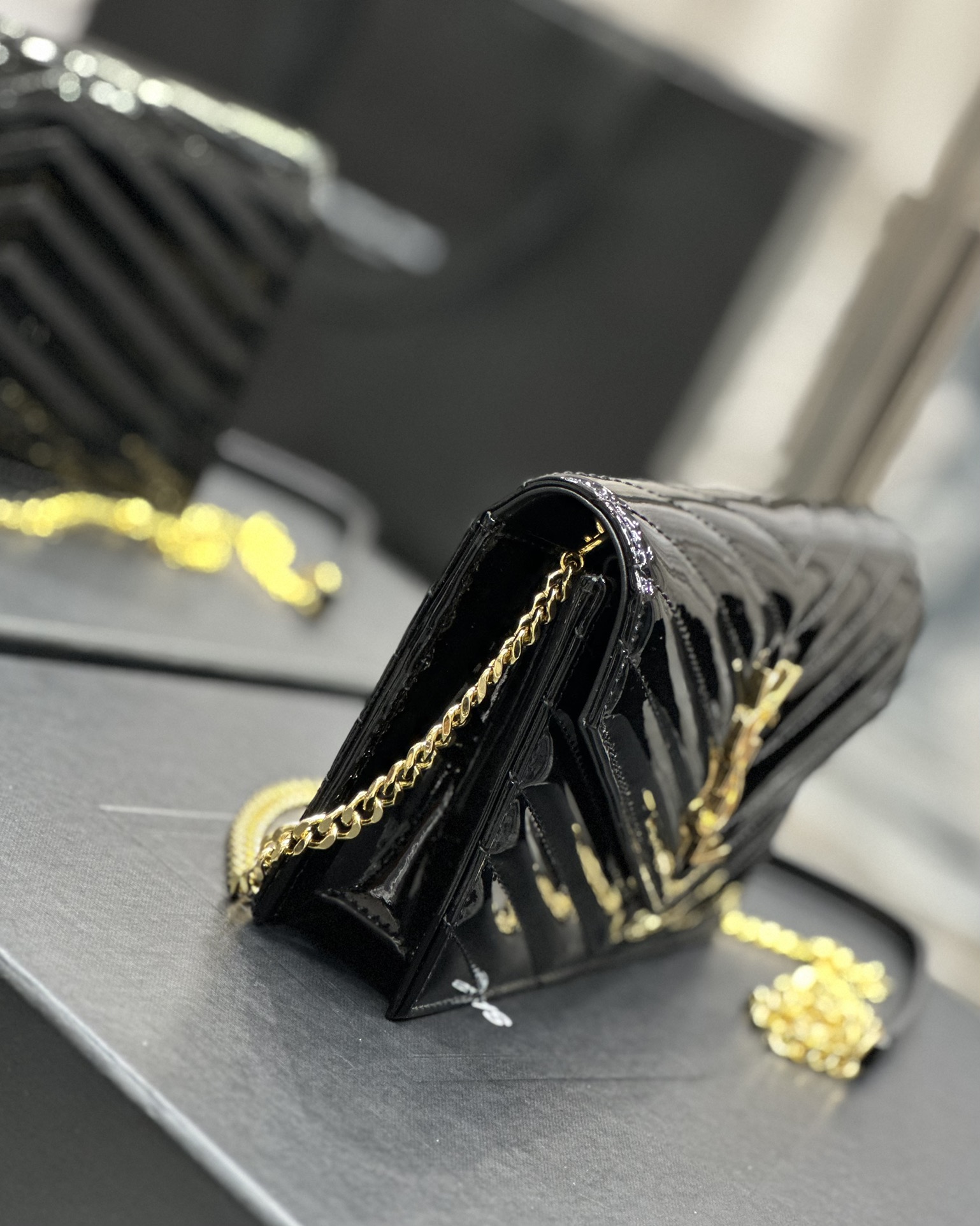 Sa1nt Lau*nt Envelope Small Bag Black For Women‎ 7.5in/19cm