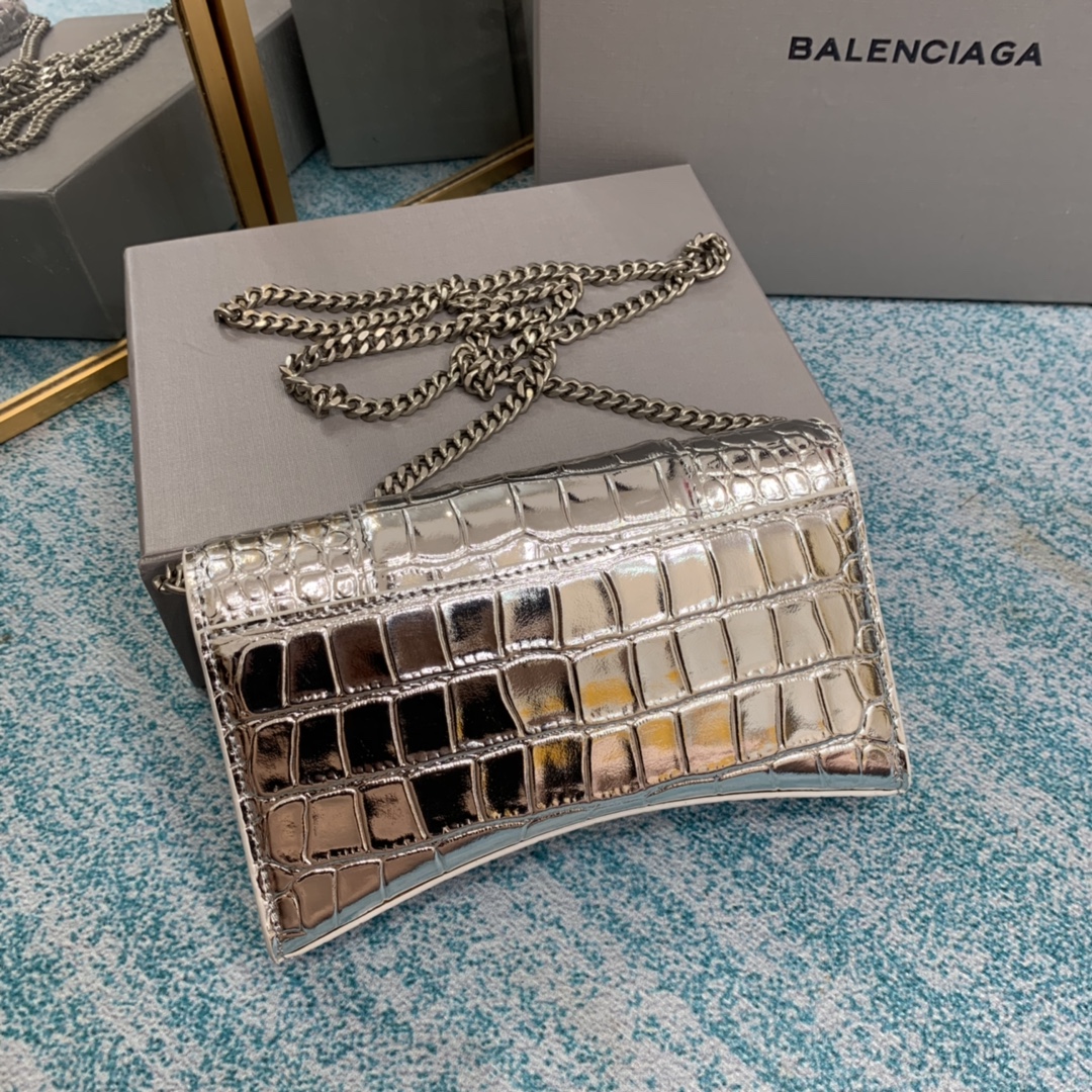 Ba1en*iaga Hourglass Wallet Silver/Grey/Gold/Green/Black For Women 7.6in/19cm 6560502UDF71000
