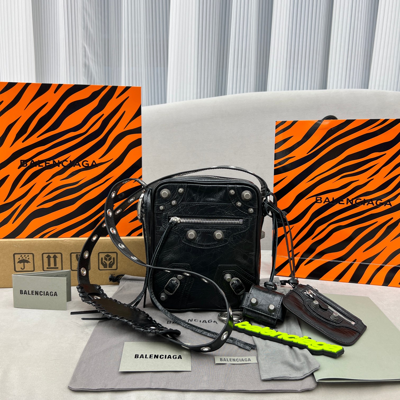 Ba1en*iaga Le Cagole Crossbody Bag Black/Grey For Women‎ 7.8in/19.8cm