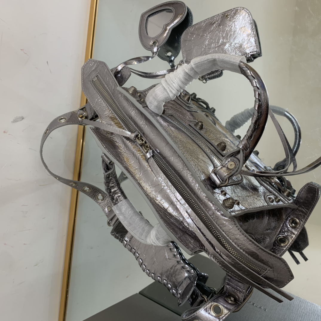 Ba1en*iaga Neo Cagole City Small Handbag Black/Silver For Women‎ 13in/33cm