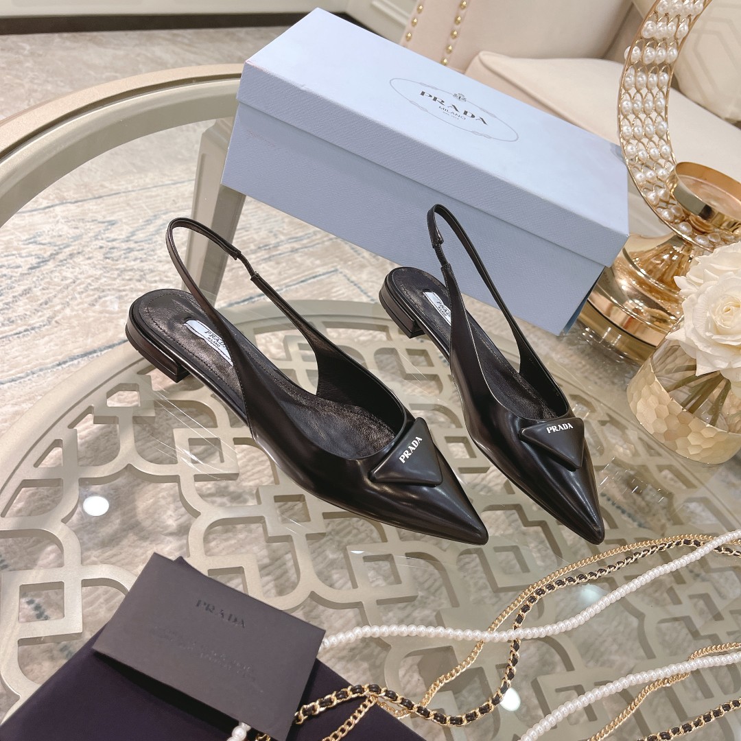 Pra*a Brushed Slingback Pumps Light Black For Women 0.4 in/ 1 cm