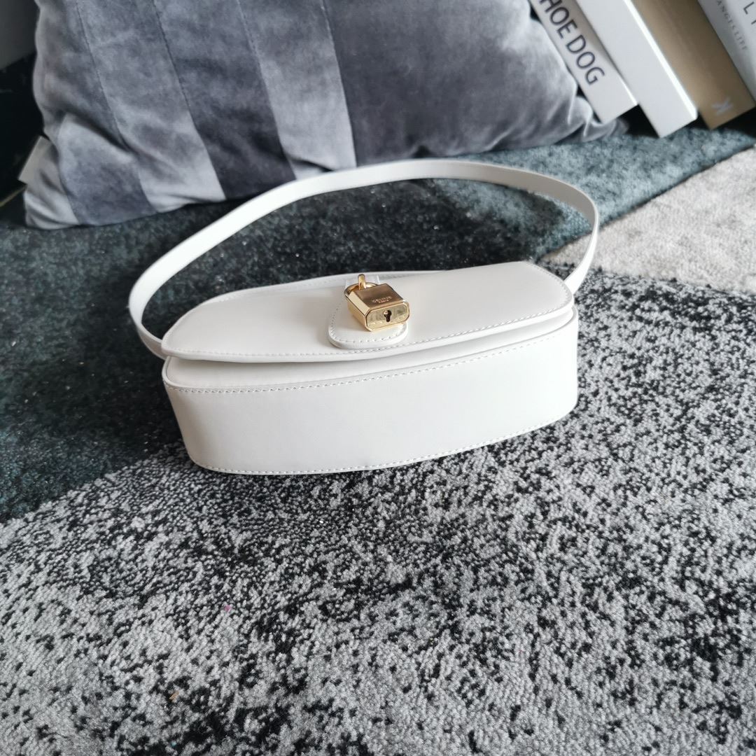 Ce1i*e Clutch On Strap Tabou In Triomphe Smooth White/Brown/Black For Women 7in/18cm 10I593DQ1.01CK