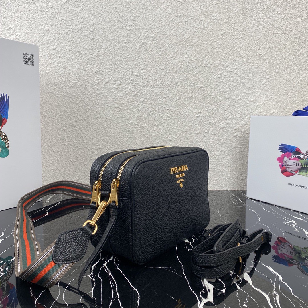 Pra*a Medium Shoulder Bag Grey/Brown/Black For Women 8.6 in / 22 cm