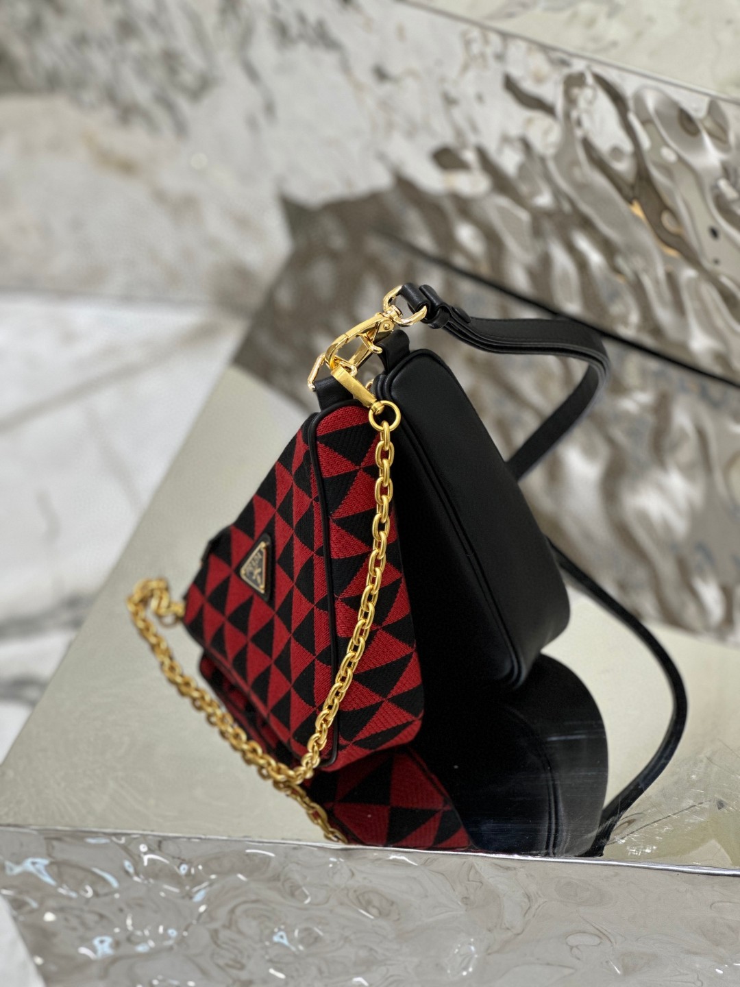 Pra*a Symbole Fabric Mini Bag Red/Beige For Women 11 in / 28 cm 1BC176_2FPN_F0V1I_V_OOO