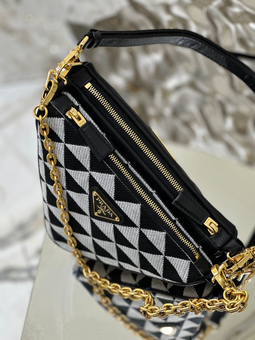 Pra*a Symbole Fabric Mini Bag Green/Grey For Women 11 in / 28 cm 1BC176_2FPN_F0G5R_V_OOO