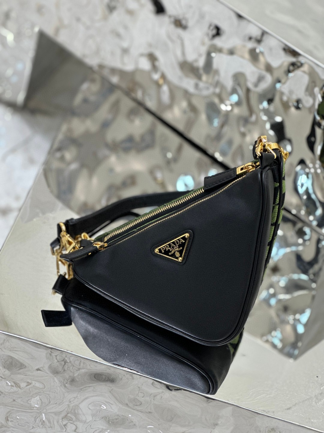 Pra*a Symbole Fabric Mini Bag Green/Grey For Women 11 in / 28 cm 1BC176_2FPN_F0G5R_V_OOO