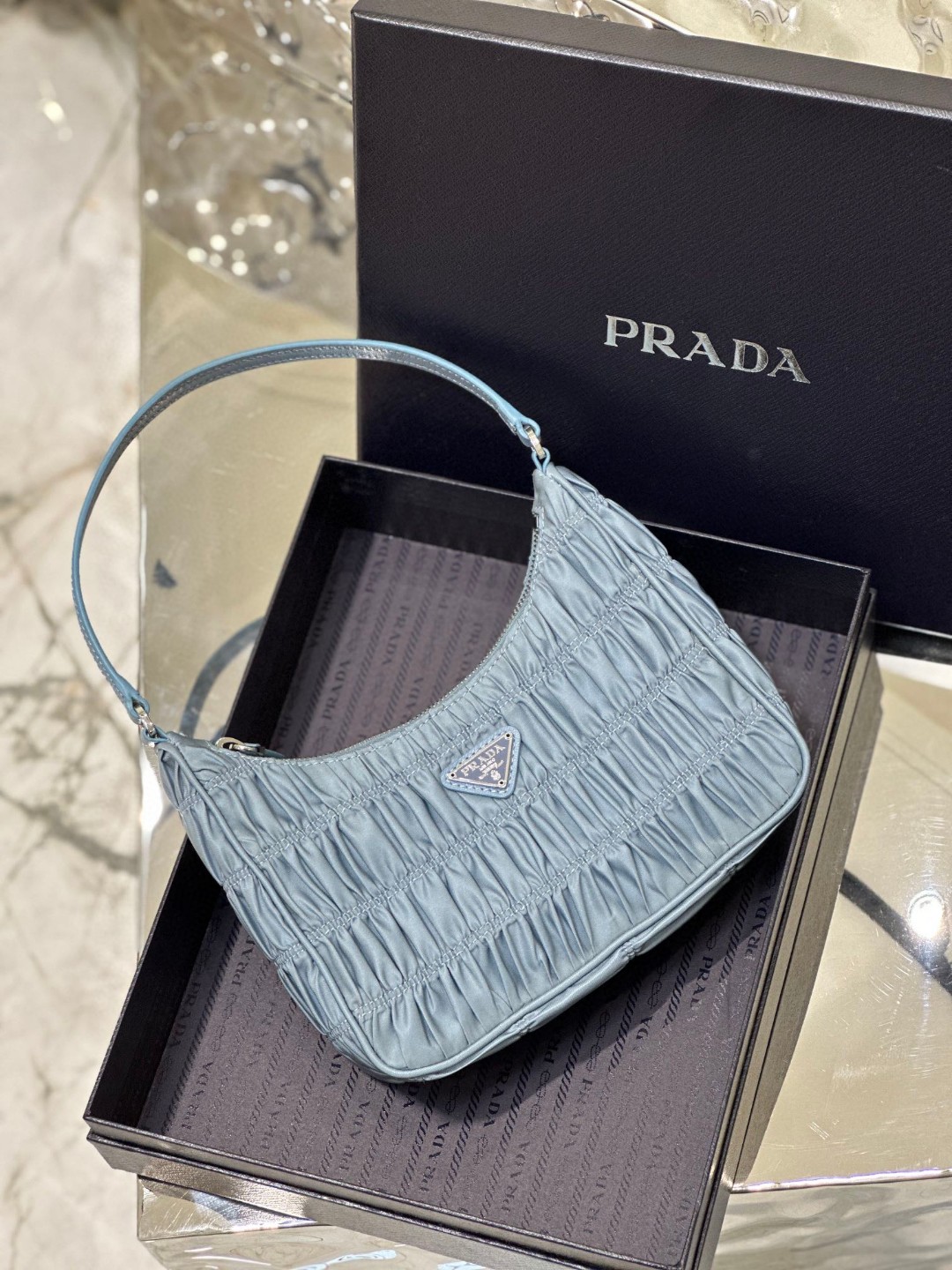 Pra*a Saffiano Mini Bag Pink/Beige/Blue For Women 8.6 in / 22 cm