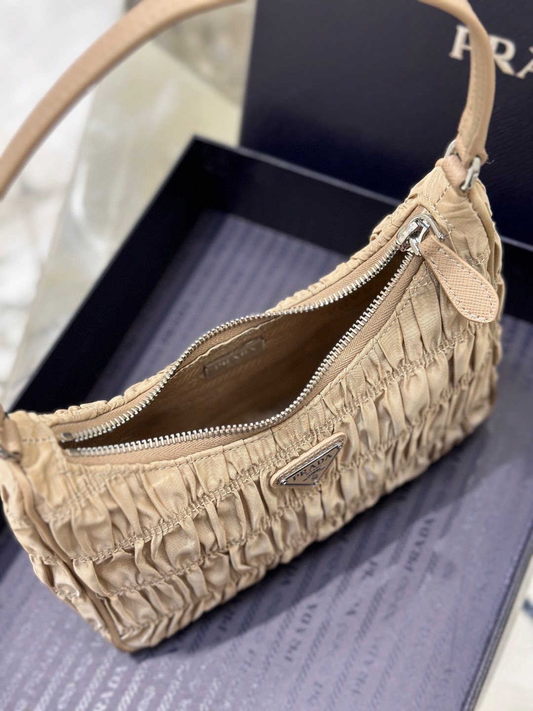 Pra*a Saffiano Mini Bag Pink/Beige/Blue For Women 8.6 in / 22 cm