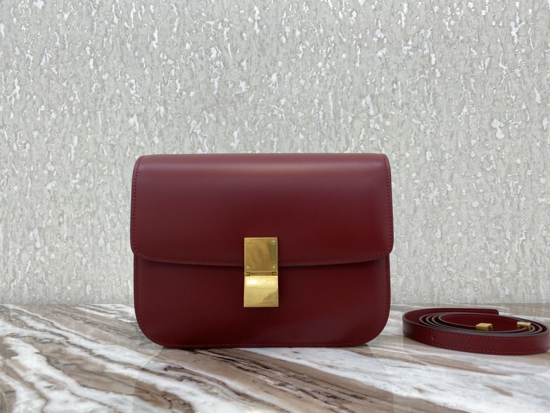 Ce1i*e Teen Classic Bag In Box Black/Brown/Red/Burgundy/Green/Dark Red For Women‎ 7in/18.5cm 192523DLS.38NO