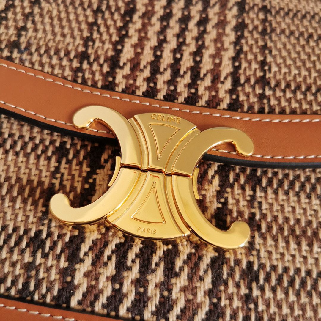 Ce1i*e Teen Triomphe Check Bag Brown For Women‎ 7in/18.5cm