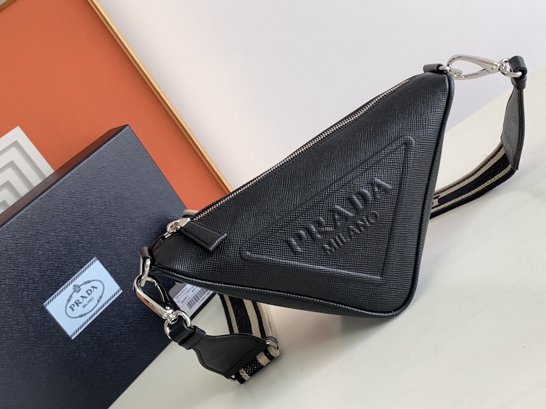 Pra*a Saffiano Pra*a Triangle Bag Green/Black/White For Women 11.1 in / 28 cm 2VH155_2FAD_F0458_V_OOO