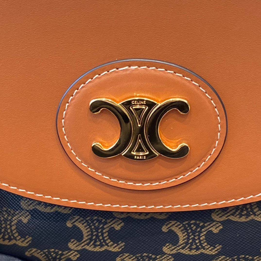 Ce1i*e Triomphe Saddle Bag In Canvas Brown For Women‎ 8.3in/21cm