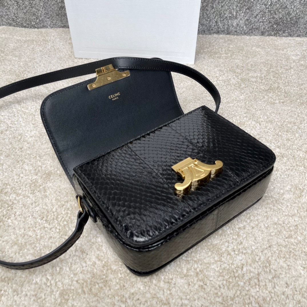 Ce1i*e Triomphe Shoulder Bag Brown/Black For Women‎ 7in/18.5cm