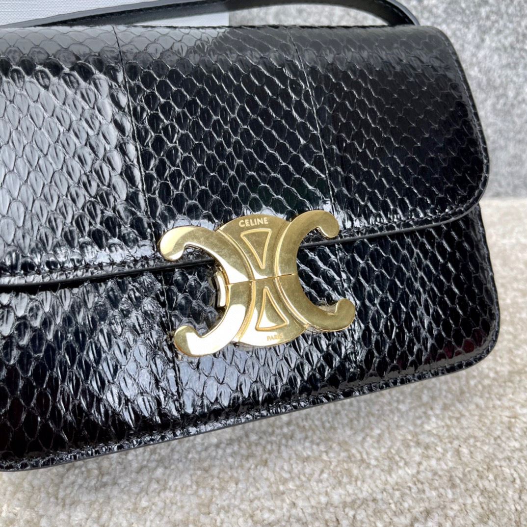 Ce1i*e Triomphe Shoulder Bag Brown/Black For Women‎ 7in/18.5cm