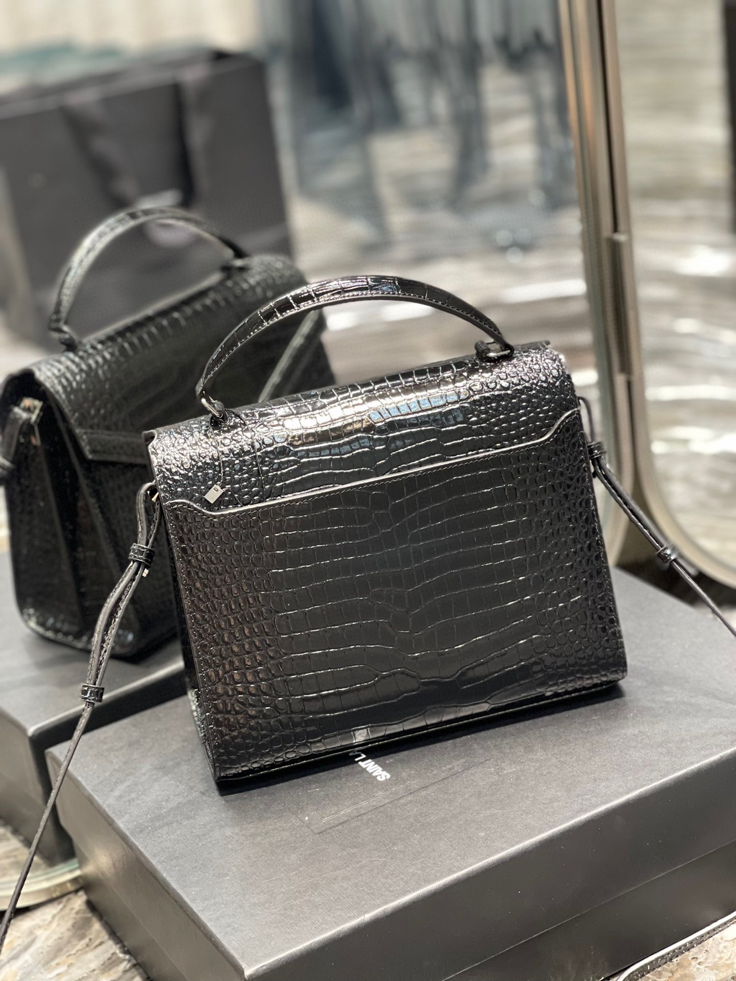 Sa1nt Lau*nt Cassandra Medium Top Handle Bag Black/Burgundy/Green/Grey/Light Yellow For Women 9.6in/24.5cm 6239310SX0W2045