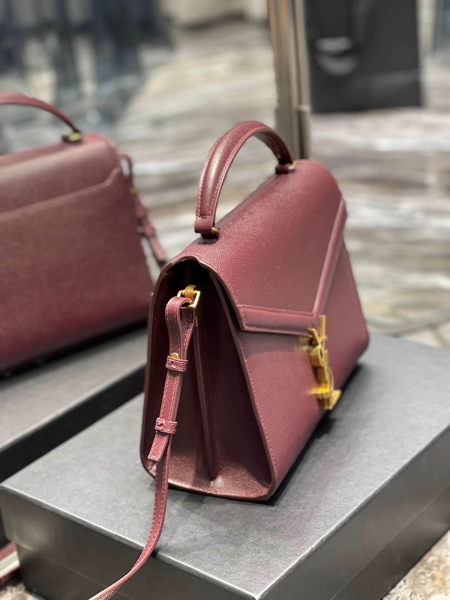 Sa1nt Lau*nt Cassandra Medium Top Handle Bag Black/Burgundy/Green/Grey/Light Yellow For Women 9.6in/24.5cm 6239310SX0W2045