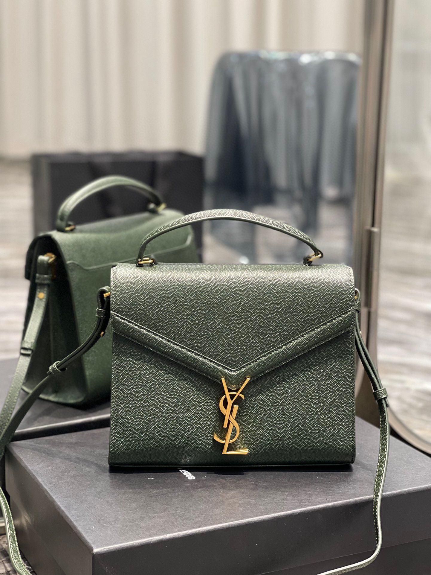 Sa1nt Lau*nt Cassandra Medium Top Handle Bag Black/Burgundy/Green/Grey/Light Yellow For Women 9.6in/24.5cm 6239310SX0W2045