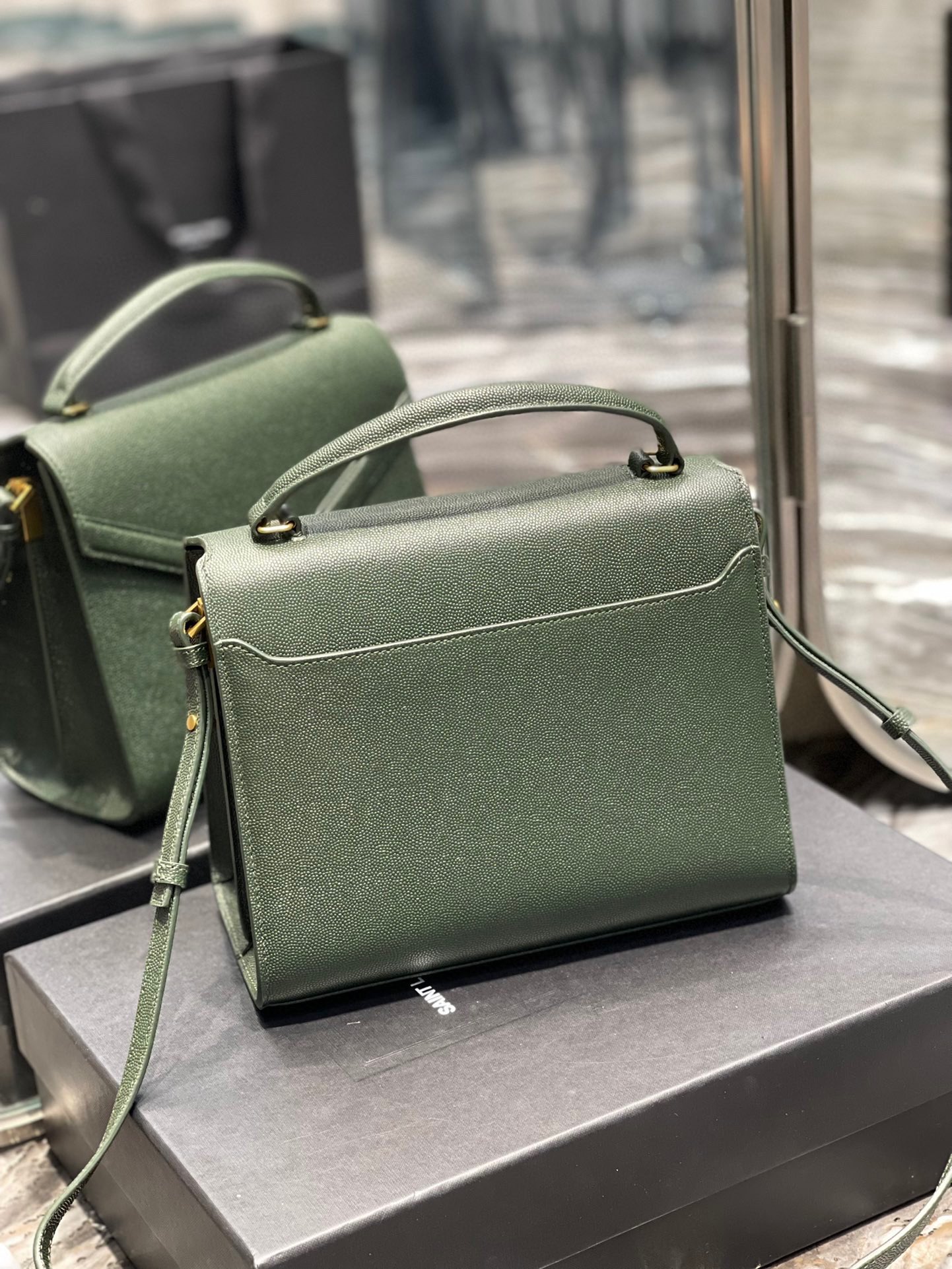 Sa1nt Lau*nt Cassandra Medium Top Handle Bag Black/Burgundy/Green/Grey/Light Yellow For Women 9.6in/24.5cm 6239310SX0W2045