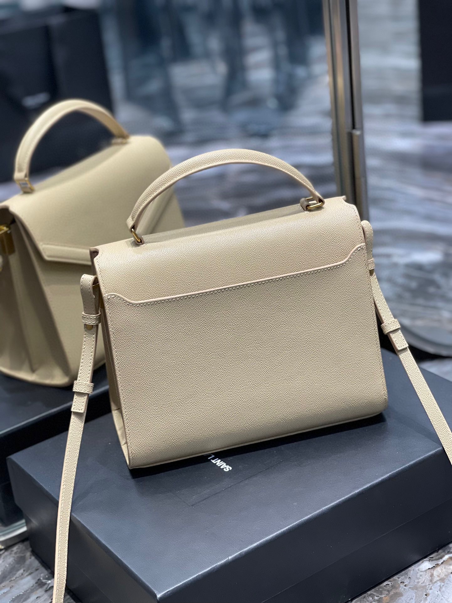 Sa1nt Lau*nt Cassandra Medium Top Handle Bag Black/Burgundy/Green/Grey/Light Yellow For Women 9.6in/24.5cm 6239310SX0W2045