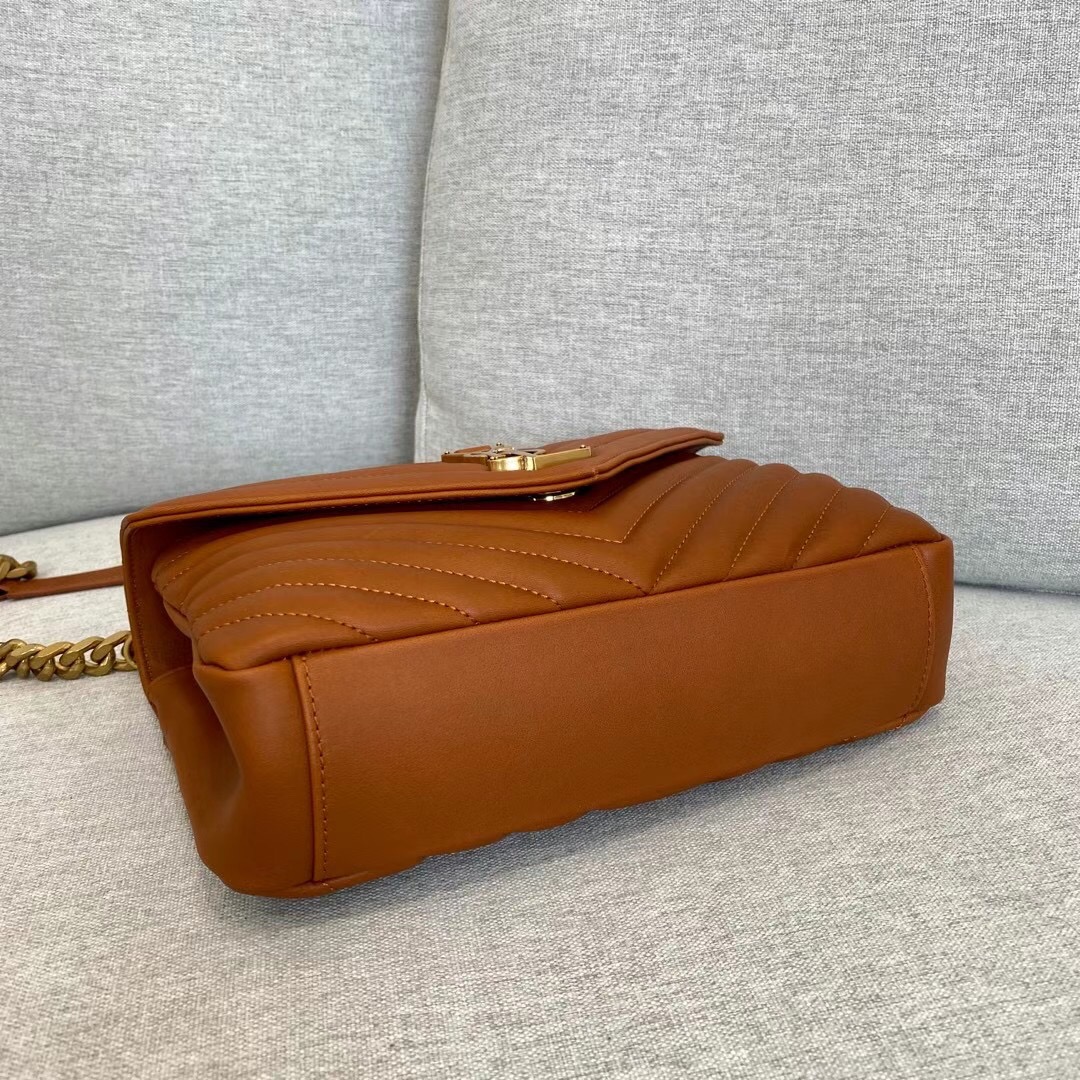 [True-to-ORIGINAL] Sa1nt Lau*nt College Medium Chain Bag Brown For Women‎ 9.4in/24cm 6002791U8077715