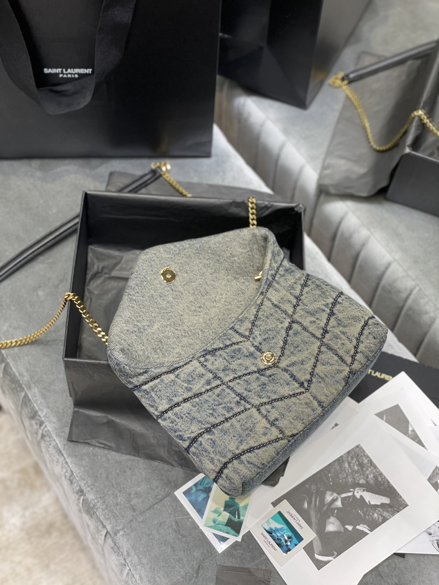 Sa1nt Lau*nt Puffer Toy Bag Grey For Women‎ 9in/23cm