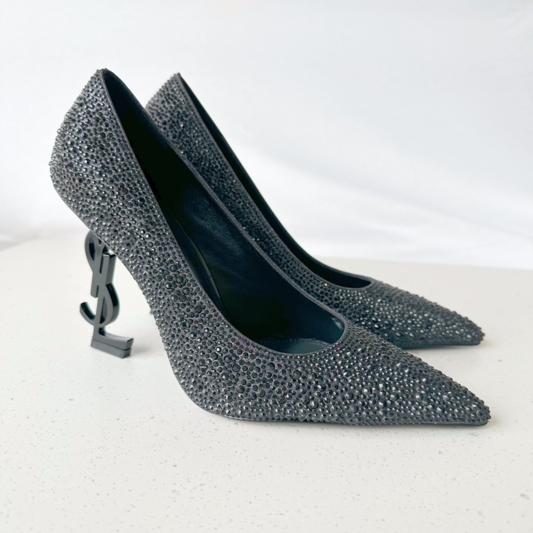 Sa1nt Lau*nt Opyum Pumps In Rhinestones Black For Women 578947AAA4Z1012