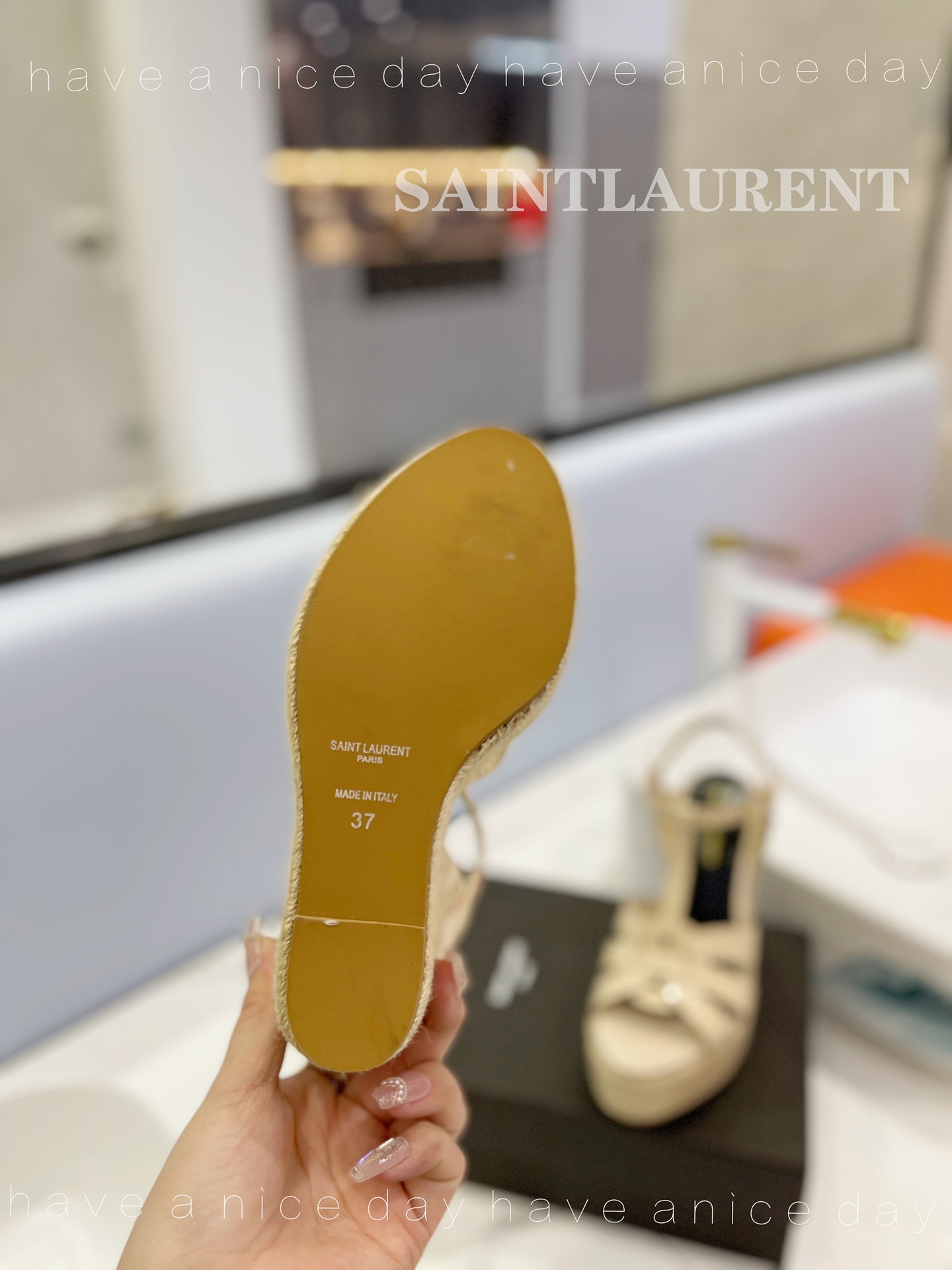 Sa1nt Lau*nt Tribute Espadrilles In Patent Beige For Women