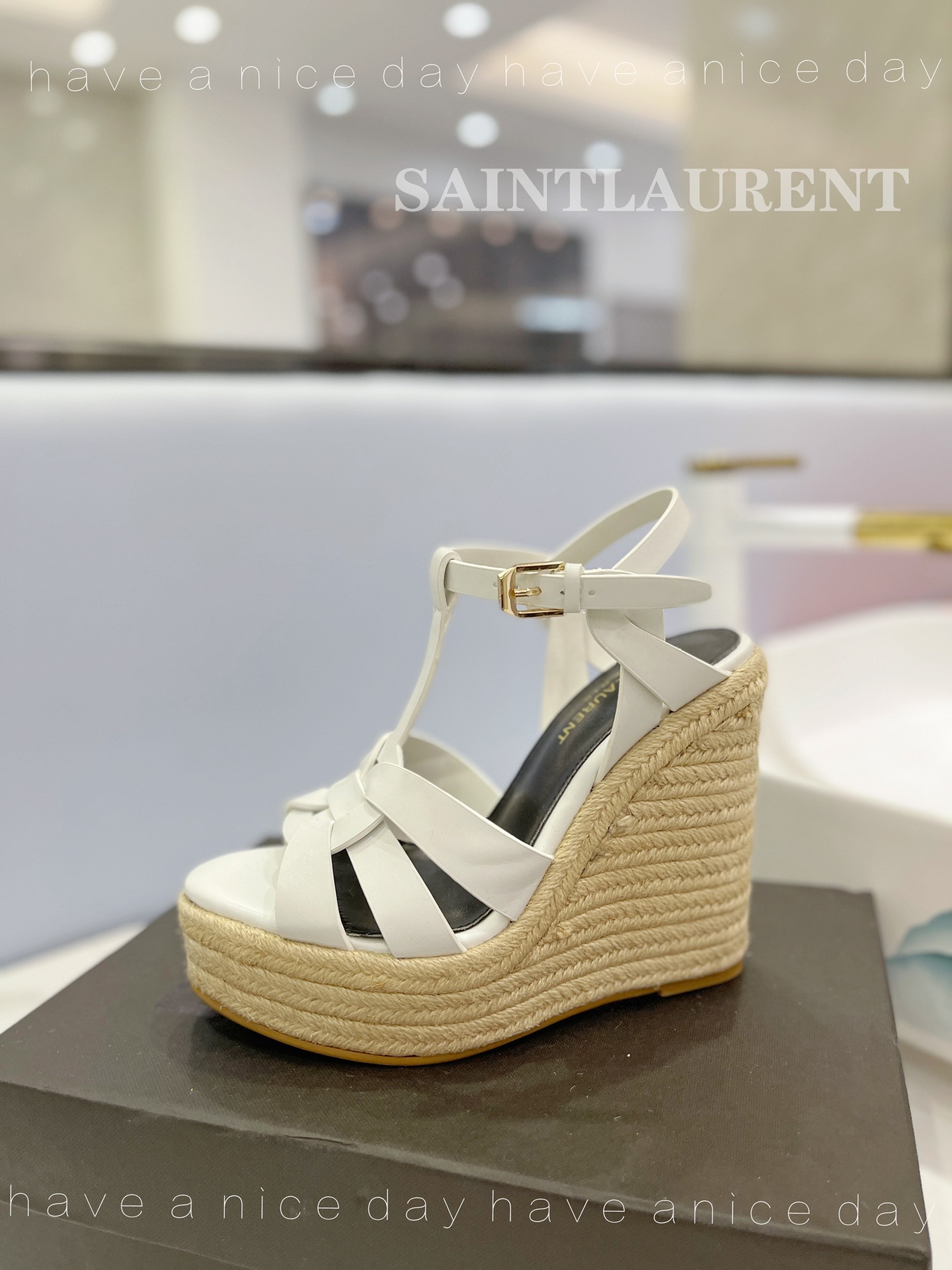 Sa1nt Lau*nt Tribute Espadrilles In Smooth White For Women 611924BZC009008