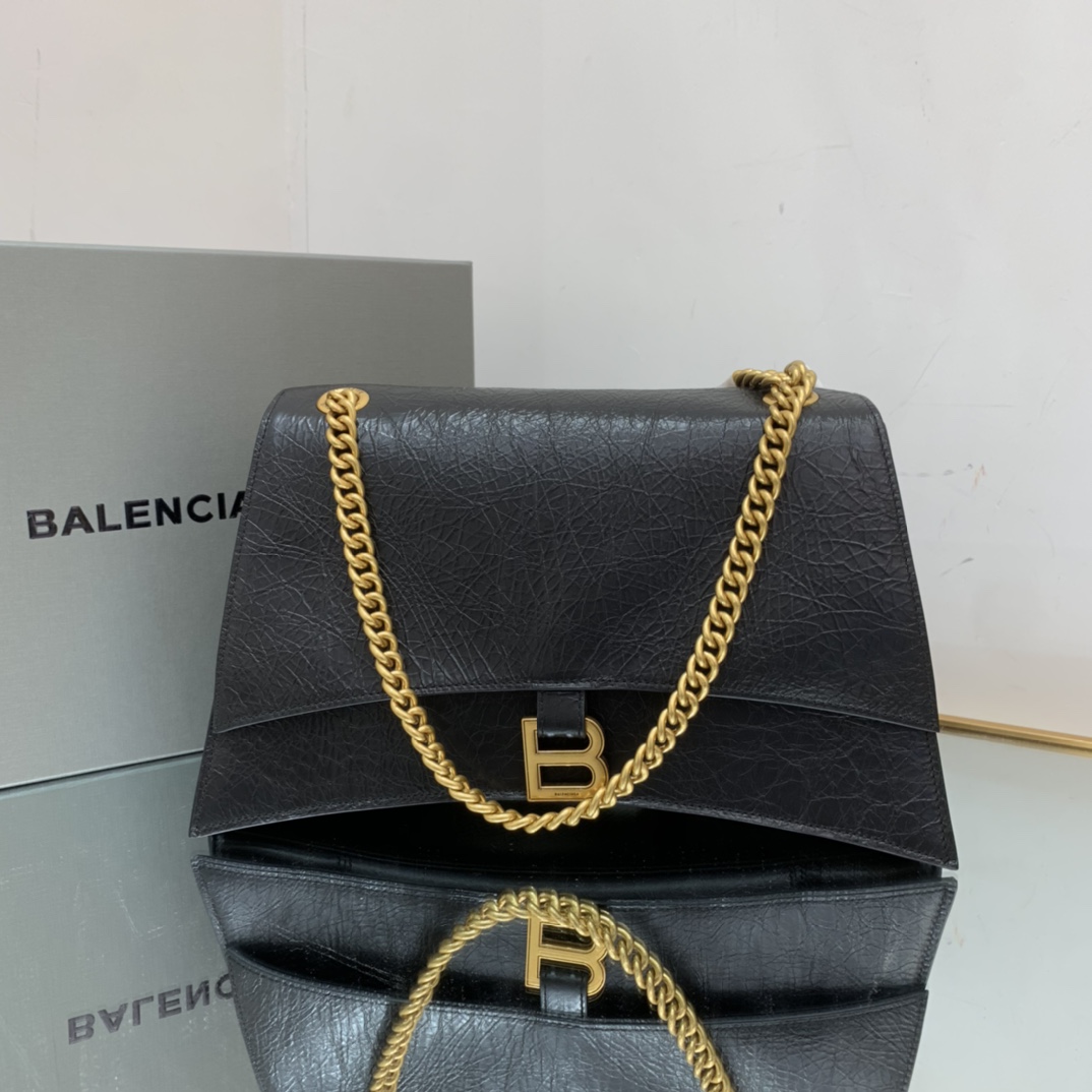 Ba1en*iaga Crush Medium Chain Bag In Black For Women 12in/ 31cm