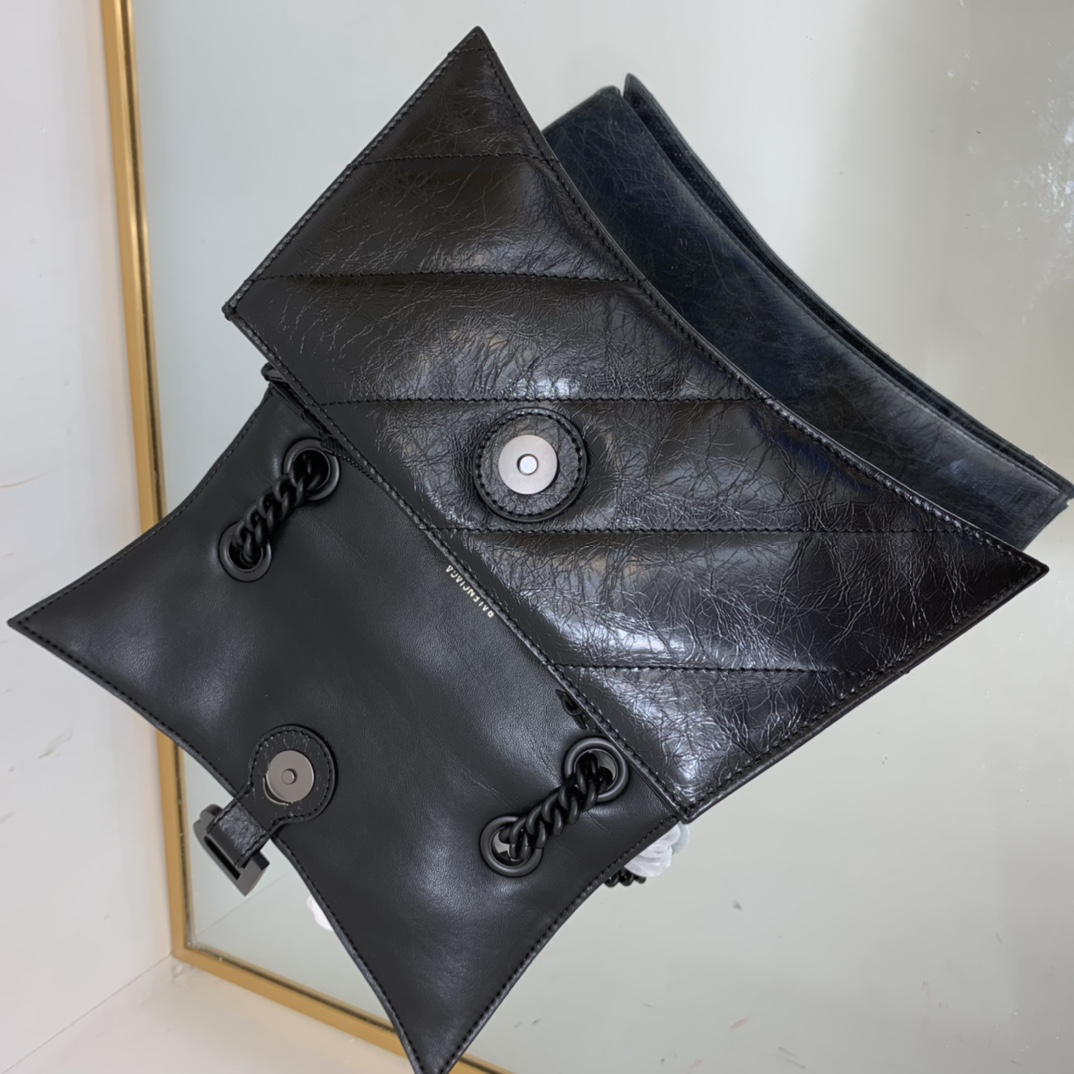 Ba1en*iaga Crush Small Chain Bag Quilted In Optic White/Black For Women 9.8in/25cm 716351210J09001