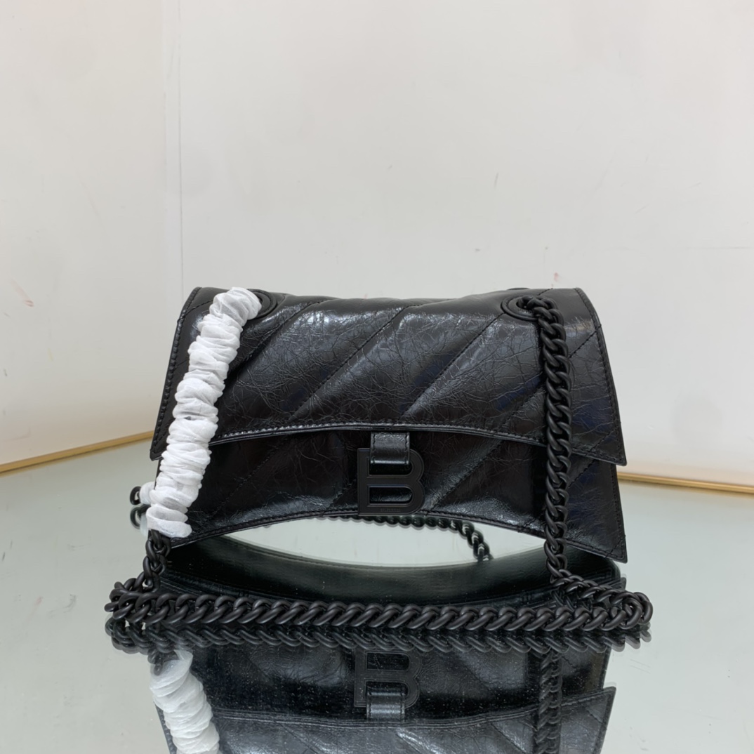 Ba1en*iaga Crush Small Chain Bag Quilted In Optic White/Black For Women 9.8in/25cm 716351210J09001