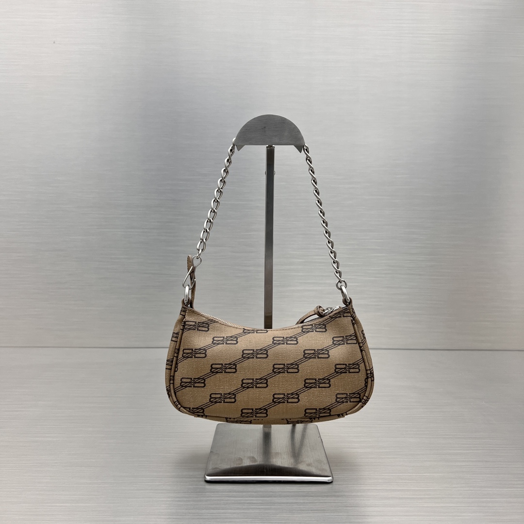 Ba1en*iaga Le Cagole Mini Bag With Chain Bb Monogram Coated Canvas In Beige For Women 8.2 in/20.8 cm 695814210E72762