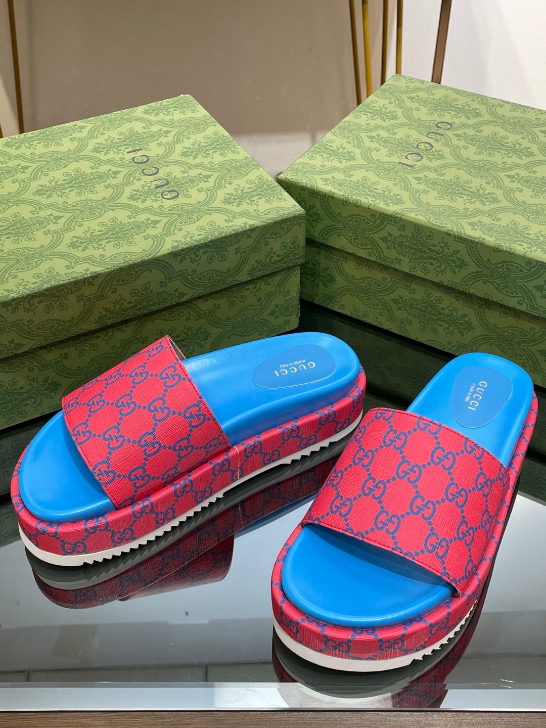 Gvc*1 Platform Slide Sandal Pink For Women ‎734913 FABJF 5614