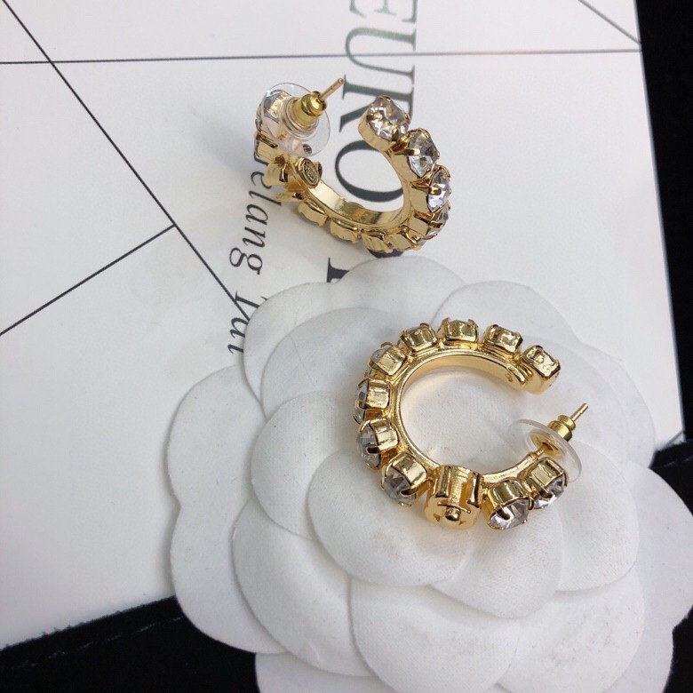 Ch**el C Shape Earrings Gold Tone For Women