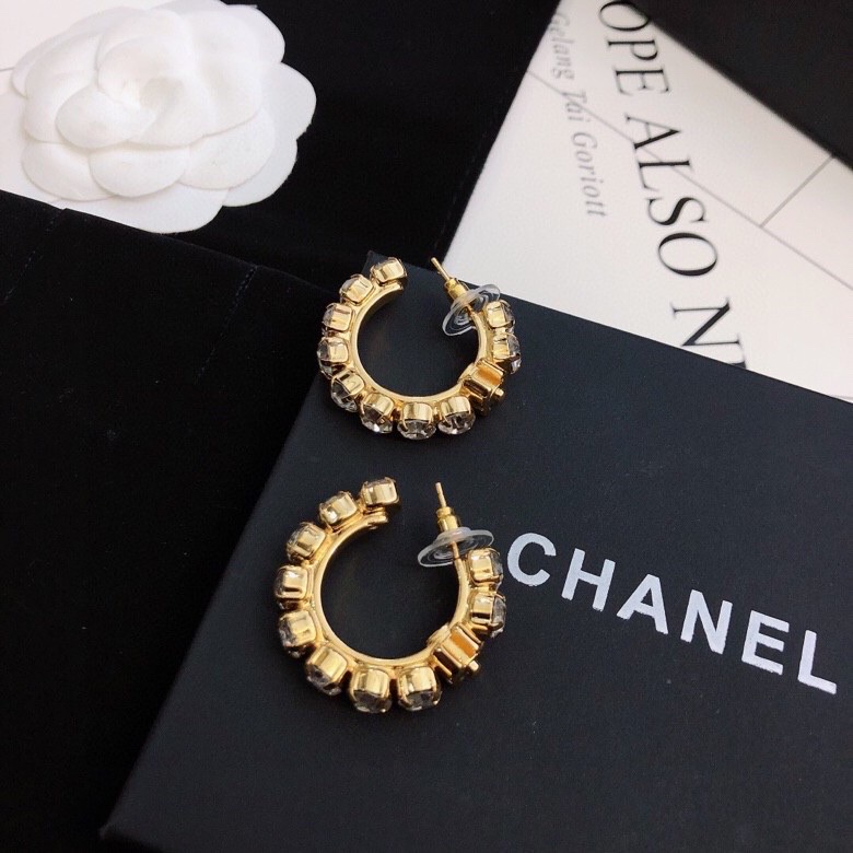 Ch**el C Shape Earrings Gold Tone For Women