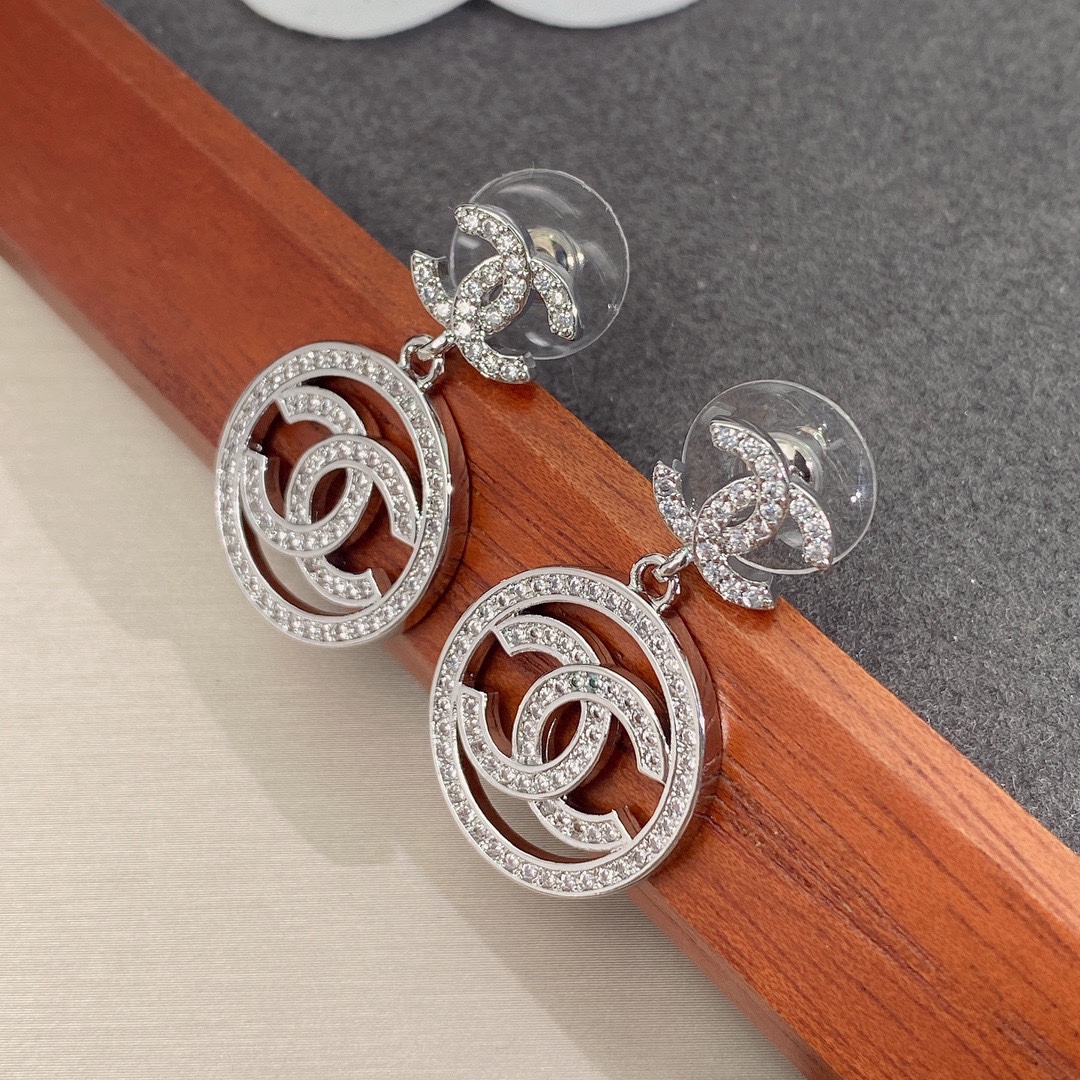 Ch**el Circle Earrings Silver For Women