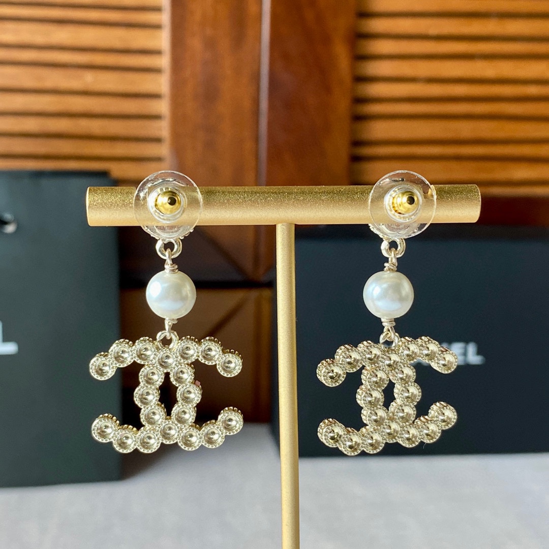 Ch**el Double C Earrings Gold For Women