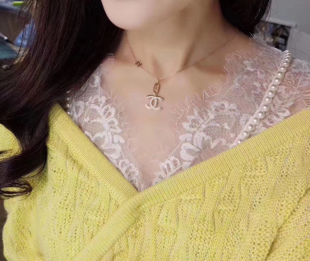 Ch**el Double C Necklace Gold For Women